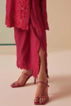 Chandrima Fuchsia Cutwork Straight Pants -Outlet Spiffy Fits Store 21092023ca03 5