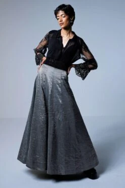 Shorshe Silver Grey Panelled Skirt