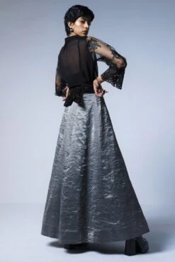 Shorshe Silver Grey Panelled Skirt -Outlet Spiffy Fits Store 212sho37 4