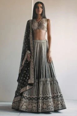 Arpita Mehta Black And Gold Hand Embroidered Lehenga Set