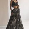 Arpita Mehta Black Garden Print Tiered Skirt Set