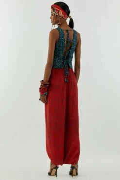 Aseem Kapoor Deep Teal Bhumi Corset Blouse -Outlet Spiffy Fits Store 2211ask36 4