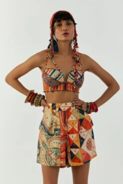 Aseem Kapoor Multicoloured Embellished Kama Blouse -Outlet Spiffy Fits Store 2211ask40 3