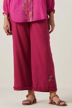 Sunira Designs Pink Gulzaar Khadi Frayed Pants -Outlet Spiffy Fits Store 2222323sg56 4