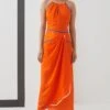 Studio RIGU Solid Orange Skater Dress
