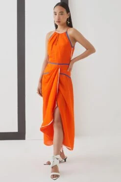 Studio RIGU Solid Orange Skater Dress -Outlet Spiffy Fits Store 228sr11 3