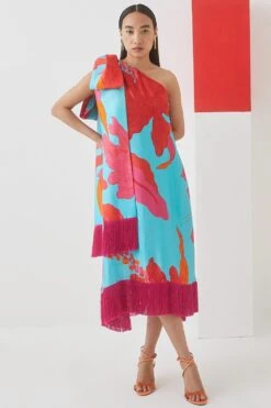 Studio RIGU Blue Rose One Shoulder Dress