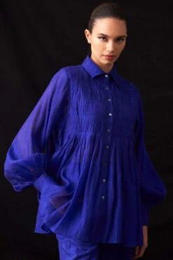 Amrich Missy Blue Hand Embellished Button Down Shirt -Outlet Spiffy Fits Store 231023ah01 3