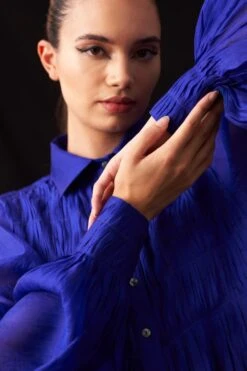 Amrich Missy Blue Hand Embellished Button Down Shirt -Outlet Spiffy Fits Store 231023ah01 4