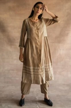 Swatti Kapoor Beige Inverted Pleat Pants