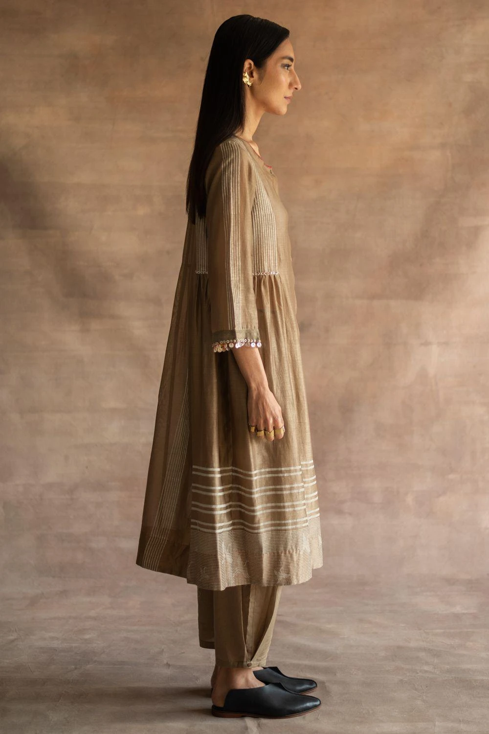 Swatti Kapoor Beige Inverted Pleat Pants 2 Swatti Kapoor Beige Inverted Pleat Pants - Image 2