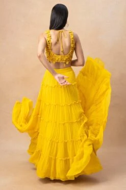 Arpita Mehta Yellow Tiered Lehenga Set -Outlet Spiffy Fits Store 23623ams2 5