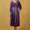 Bodice Purple V-neck Multi Bound Dress