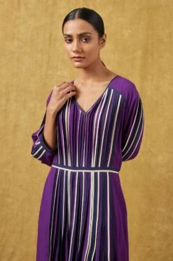 Bodice Purple V-neck Multi Bound Dress -Outlet Spiffy Fits Store 23bo1 4