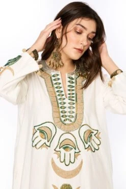 Heirloom By Rara Avis Off White Hamsa Embroidered Column Dress -Outlet Spiffy Fits Store 23rh45 3