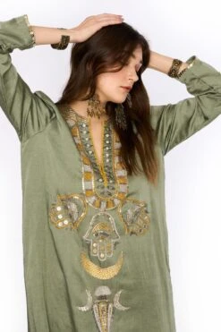 Heirloom By Rara Avis Sage Green Hamsa Embroidered Column Dress -Outlet Spiffy Fits Store 23rh48 4