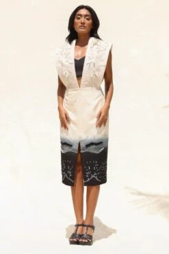 Richa Khemka Beige & Black Embellished Dress