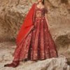 Eeksha Burgundy Hand Embellished Floral Lehenga Set