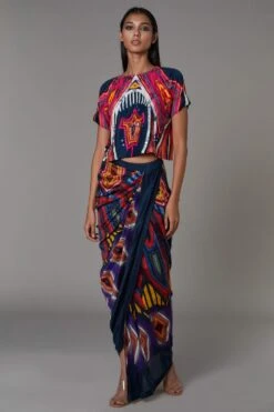 Saaksha & Kinni Abstract Print Draped Skirt