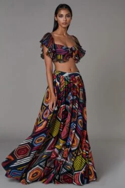 Saaksha & Kinni Abstract Print Chanderi Lehenga