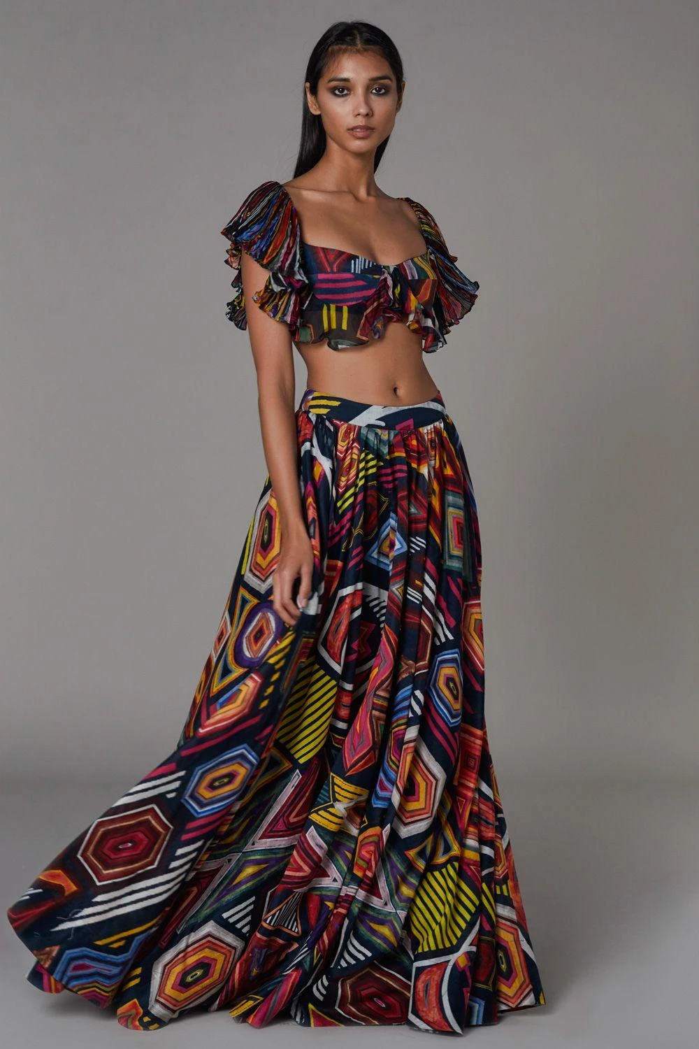 Saaksha & Kinni Abstract Print Chanderi Lehenga 1 Saaksha & Kinni Abstract Print Chanderi Lehenga