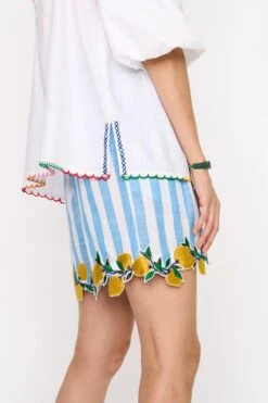 Rara Avis Blue Striped Pleated Shorts -Outlet Spiffy Fits Store 25ra23 3