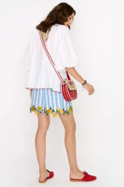 Rara Avis Blue Striped Pleated Shorts -Outlet Spiffy Fits Store 25ra23 4