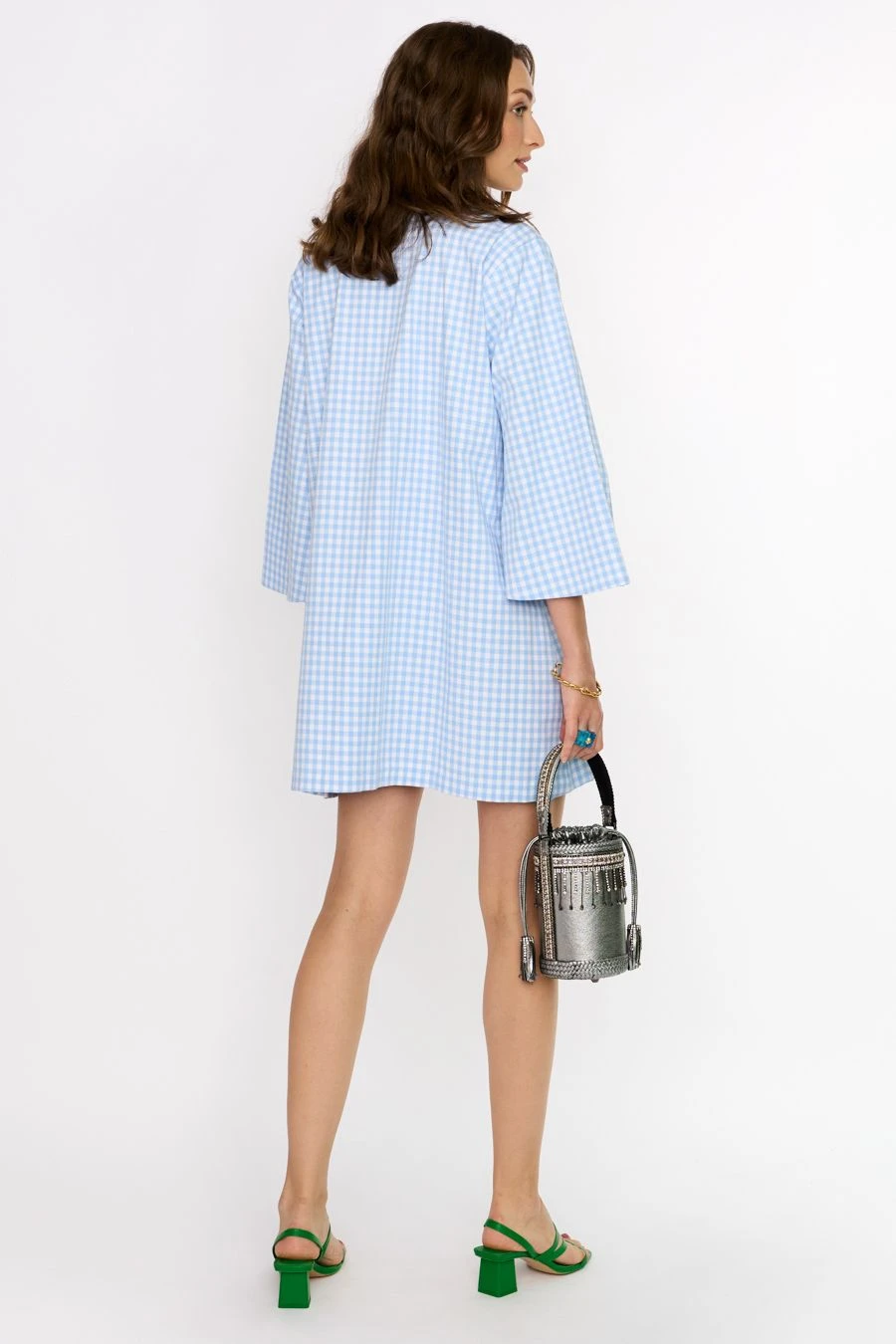 Rara Avis Sky Blue Checkered Shift Dress 3 Rara Avis Sky Blue Checkered Shift Dress - Image 3