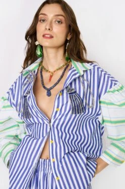 Rara Avis Blue Knot Embroidered Striped Shirt -Outlet Spiffy Fits Store 25ra6 3