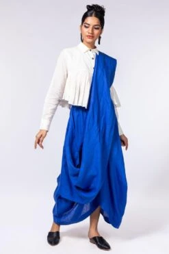 Chola White U Hem Frill Crop Shirt