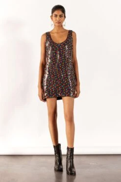 Studio RIGU Sleek Black Multi-sequin Firefly Mini Dress