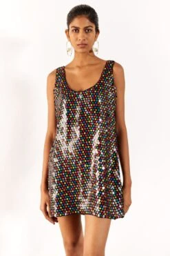 Studio RIGU Sleek Black Multi-sequin Firefly Mini Dress -Outlet Spiffy Fits Store 271223sr34 3