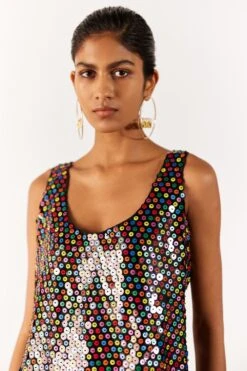 Studio RIGU Sleek Black Multi-sequin Firefly Mini Dress -Outlet Spiffy Fits Store 271223sr34 4