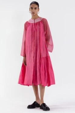 Medium Pink Smocked Shibori Dress