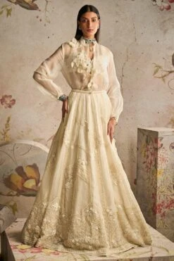 Ridhi Mehra Ivory Placement Embellished Lehenga Set