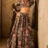 Ridhi Mehra Black Floral Embellished Lehenga Set
