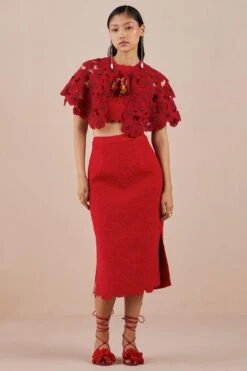 Chandrima Red Quilted Crop Top 5 Chandrima Red Quilted Crop Top -Outlet Spiffy Fits Store 2811cha24 3