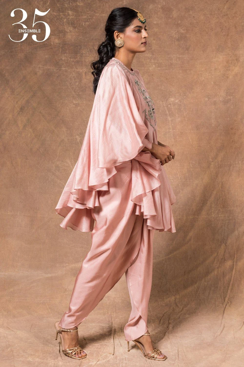 Jayanti Reddy Peach Satin Silk Dhoti 3 Jayanti Reddy Peach Satin Silk Dhoti - Image 3