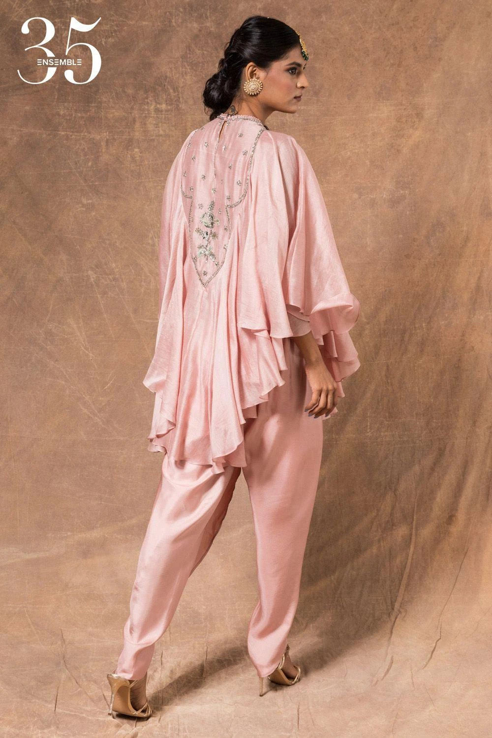 Jayanti Reddy Peach Satin Silk Dhoti 4 Jayanti Reddy Peach Satin Silk Dhoti - Image 4