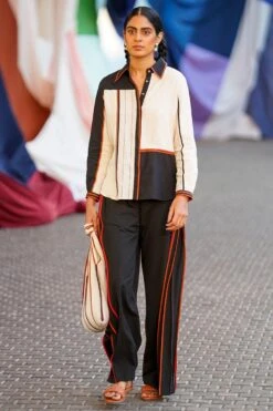 Bodice Black Pants With Side Binding Detail