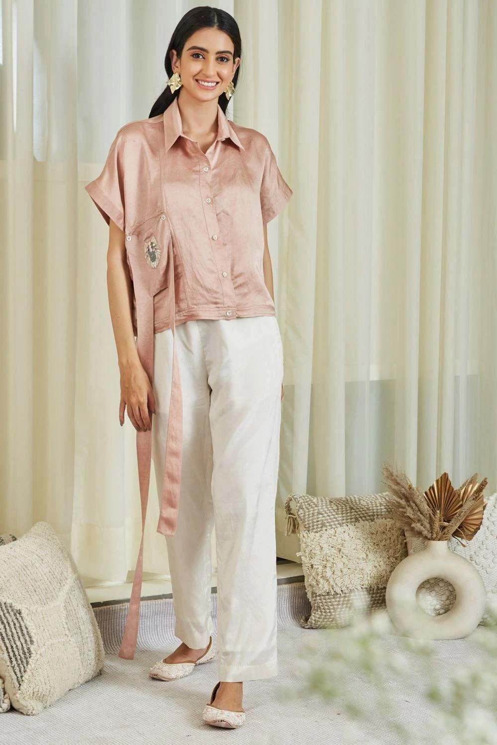 Twenty Nine Peach Mirror Embellished Co-ord Set 1 Twenty Nine Peach Mirror Embellished Co-ord Set