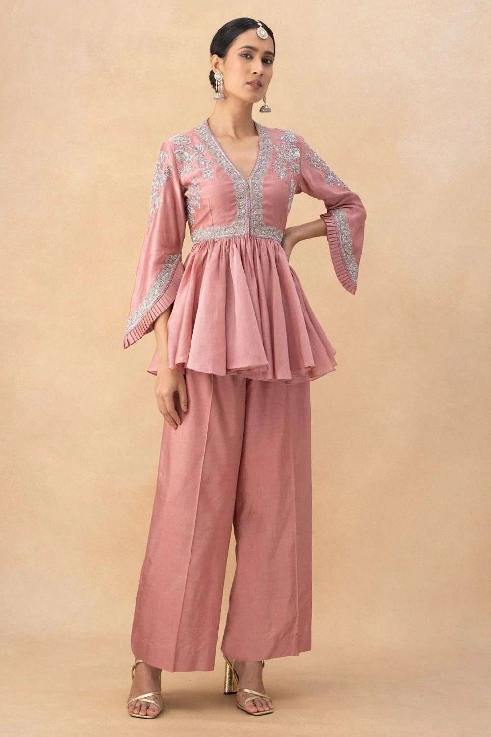 Jayanti Reddy Peach Zardosi Embellished Top 1 Jayanti Reddy Peach Zardosi Embellished Top