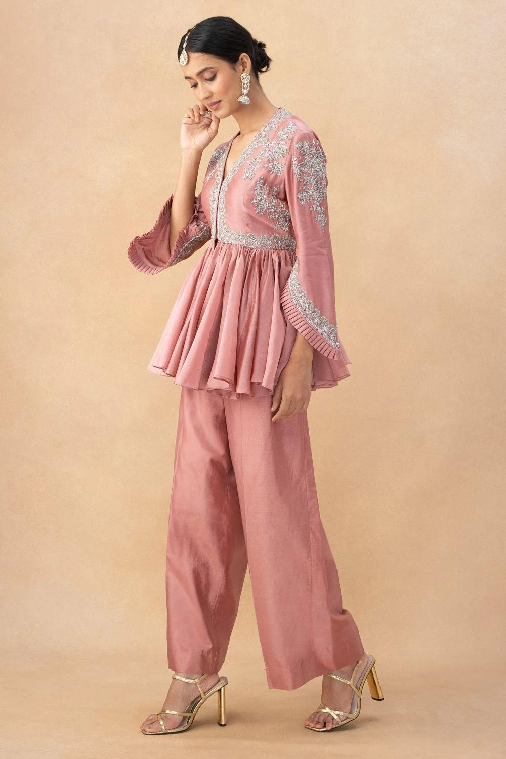 Jayanti Reddy Peach Zardosi Embellished Top 3 Jayanti Reddy Peach Zardosi Embellished Top - Image 3