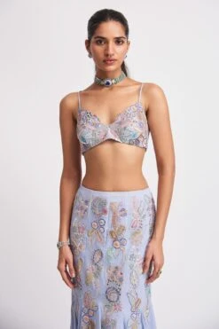 Aisha Rao Wisteria Livid Blue Floral Embellished Lehenga Set -Outlet Spiffy Fits Store 291223aw13 6