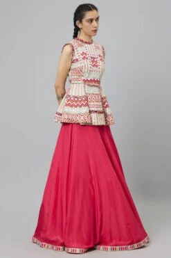 SVA Ivory Embellished Peplum & Lehenga Set -Outlet Spiffy Fits Store 29523sva42 3