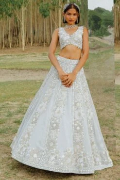 Mishru Cloudy Blue Embroidered Lehenga Set 7 Mishru Cloudy Blue Embroidered Lehenga Set -Outlet Spiffy Fits Store 297misro37 3