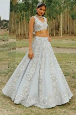 Mishru Cloudy Blue Embroidered Lehenga Set 8 Mishru Cloudy Blue Embroidered Lehenga Set -Outlet Spiffy Fits Store 297misro37 4
