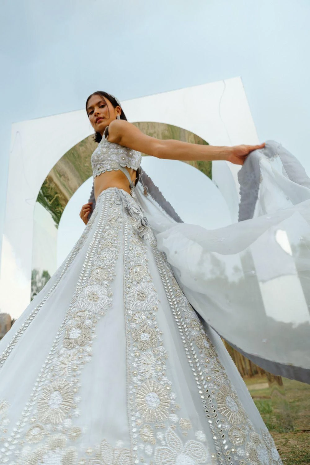 Mishru Cloudy Blue Embroidered Lehenga Set 5 Mishru Cloudy Blue Embroidered Lehenga Set - Image 5