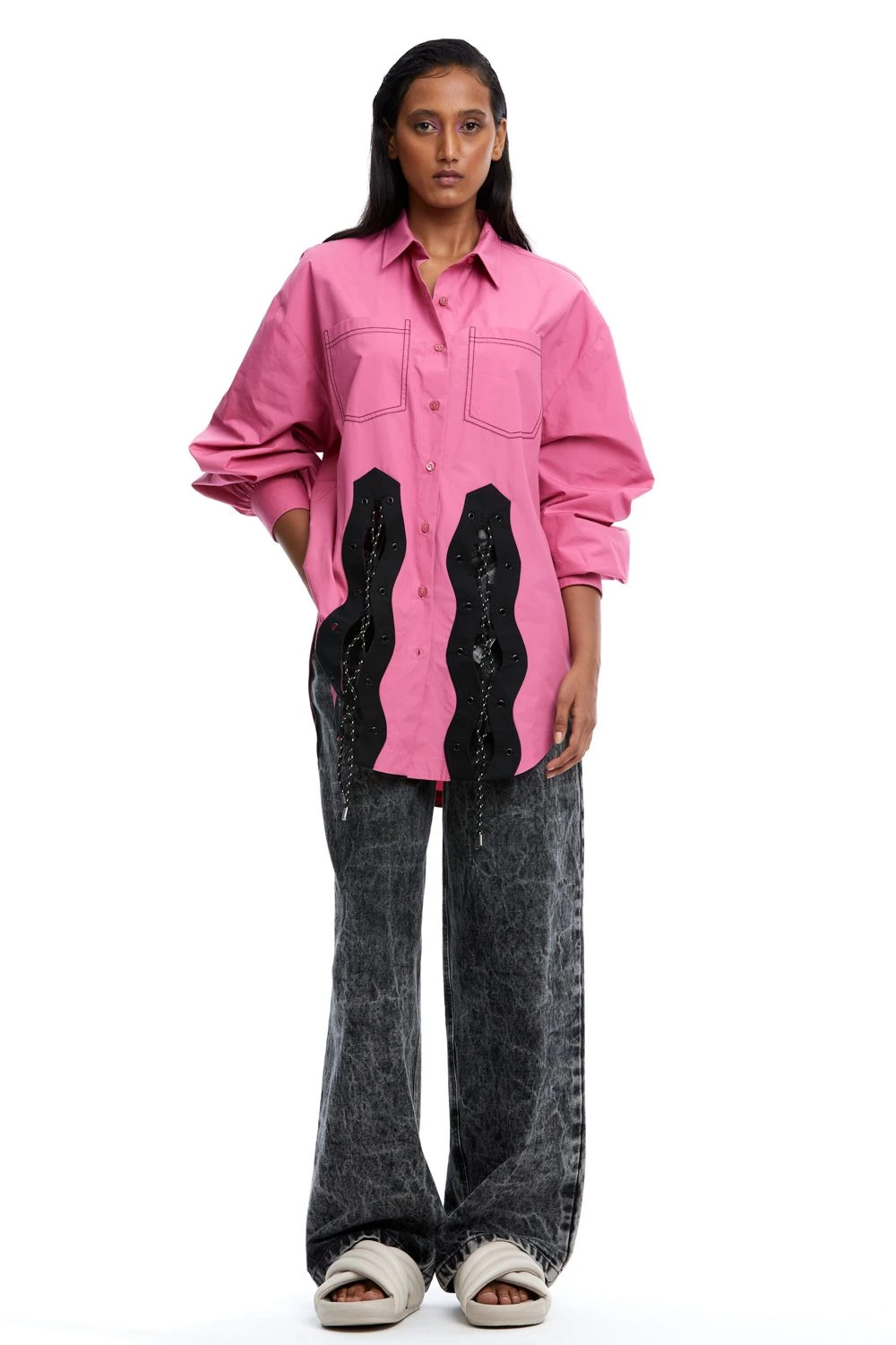 Kanika Goyal Label Sneaks-Cord Tie Up Shirt 1 Kanika Goyal Label Sneaks-Cord Tie Up Shirt