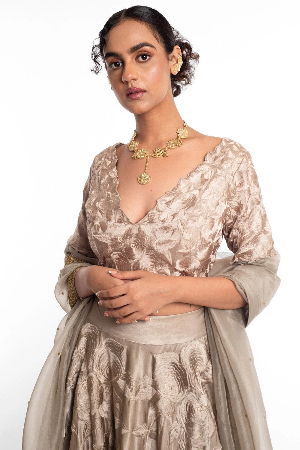 Aikeyah Grey Embellished Lehenga Set 4 Aikeyah Grey Embellished Lehenga Set - Image 4